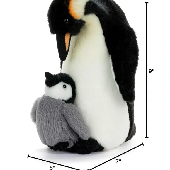 DEMDACO 9” Cuddly, Soft Plush Toy Stuffed Animal Mother & Baby Penguin NWT - Picture 6 of 9